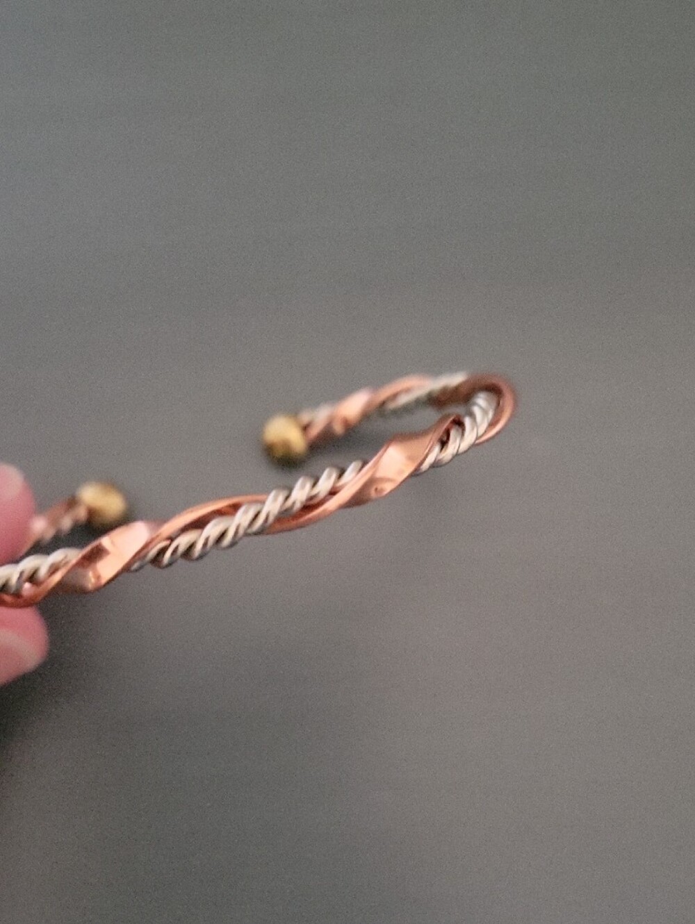 Twisted Copper and Silver Open Cuff Bracelet - Picture 2 of 2